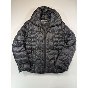 Kenneth Cole Reaction Women’s Black Puffer Jacket Hooded Down Blend Size M